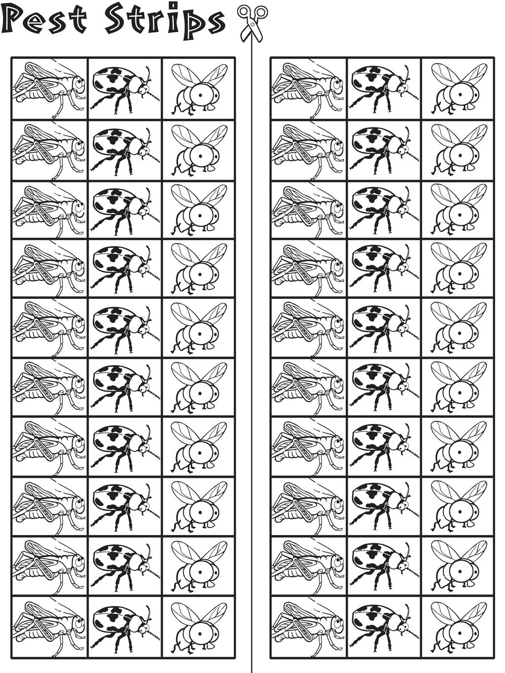 Record the number of times you caught each bug by coloring in that many squares.