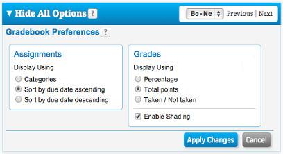 Managing Grades Gradebook Preferences Use the Gradebook Preferences to control what kind of information is included on your Gradebook page.