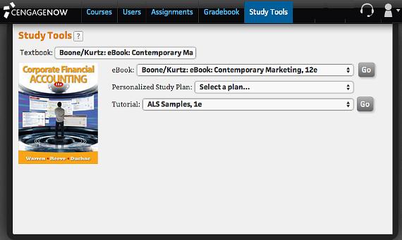 USING THE STUDY TOOLS PAGE Study Tools are Cengage Learning self study content which may have been included with your course materials.