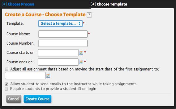Managing Courses Action: To create a course from a Cengage Learning course template 5 If your textbook contains multiple templates, select one from the Template dropdown menu that appears.