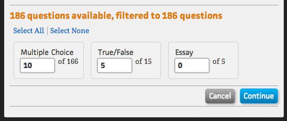 Creating and Managing Assignments Action: To apply item filters 3 After filtering, you can adjust how many of each question type you want to include in your assignment by entering a value in the
