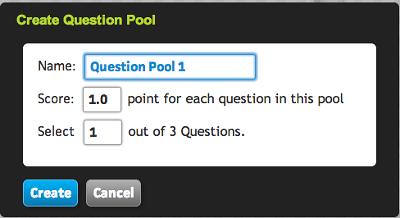 Creating and Managing Assignments Action: To create and manage question pools 3 Click the Create button and the Create Question Pool dialog box will open. Click Cancel to exit without saving.