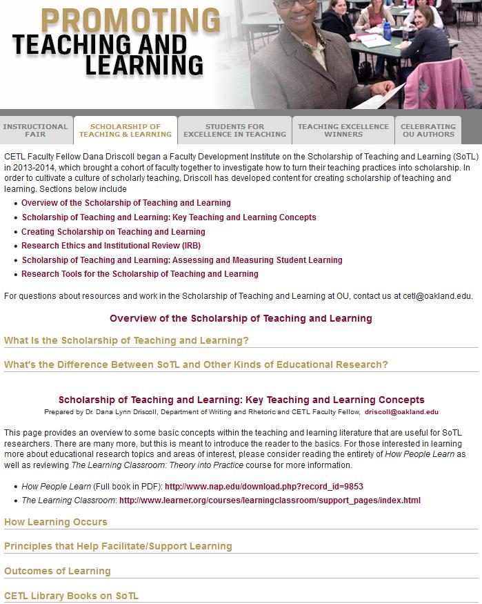 Scholarship of Teaching and Learning Resources