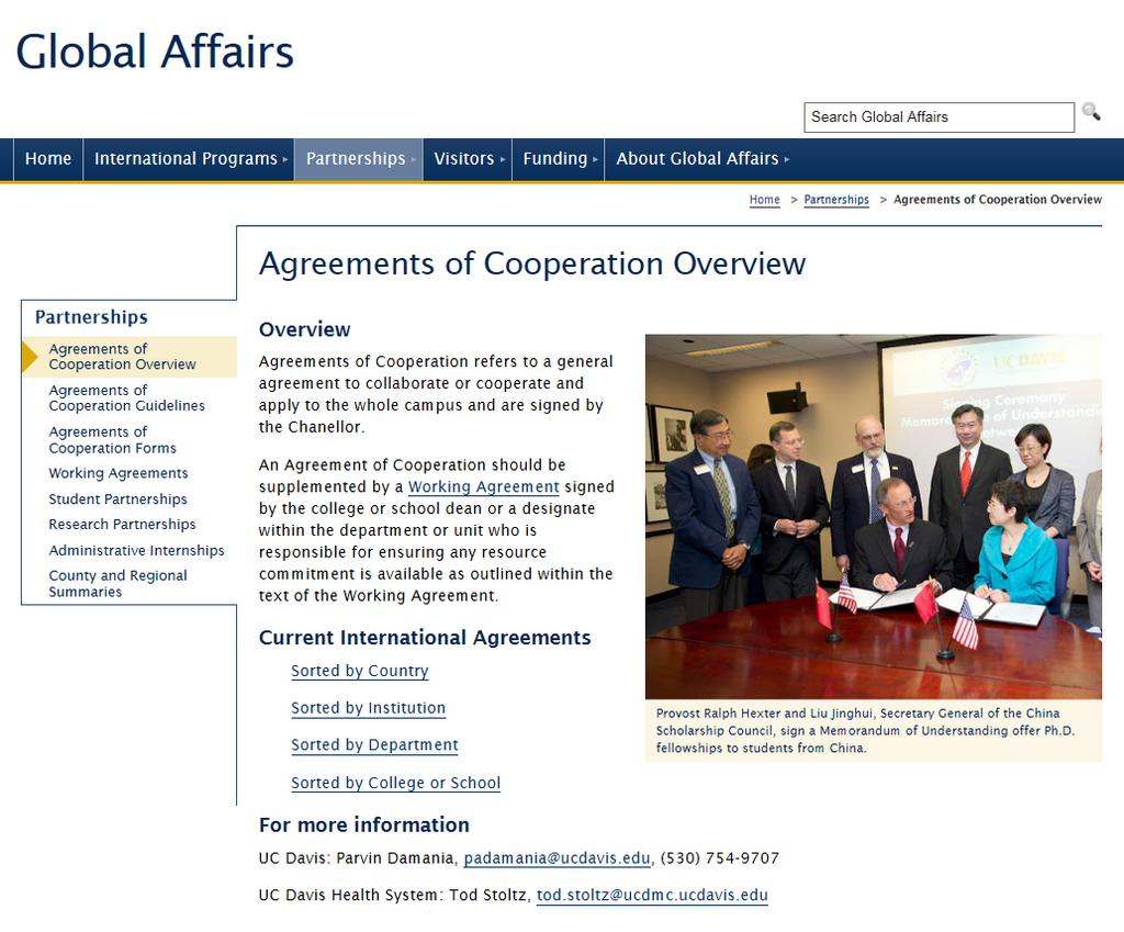 Global Affairs: Agreements of Cooperation
