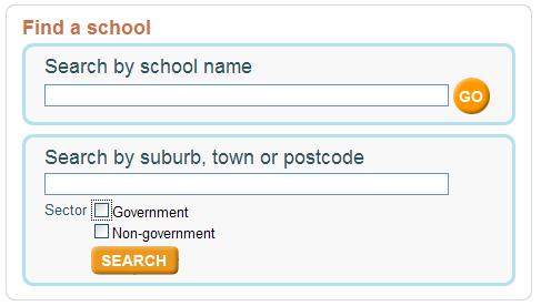 Where it says Search by school name, type in the name of the school whose NAPLAN results you wish to view, and select <GO>.