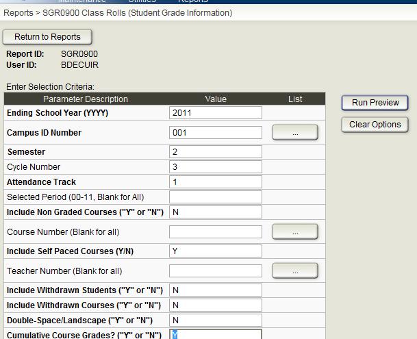 e. Print the Grade Computation Error listing to correct student s grades.