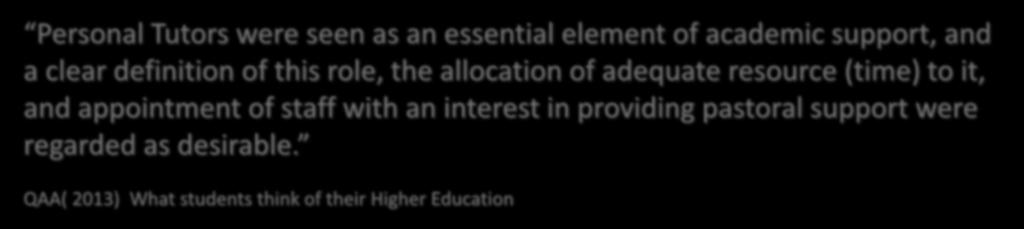 definition of this role, the allocation of adequate resource (time) to it, Students are more motivated to attend