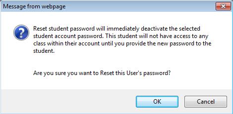 Criterion User Manual 2. Click on the Reset Password icon. The message box below will appear. 3. Click <OK> in the message box. 4. The Reset Password screen (shown below) appears.
