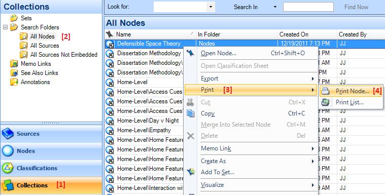 Nodes folder Right-click on the node you want