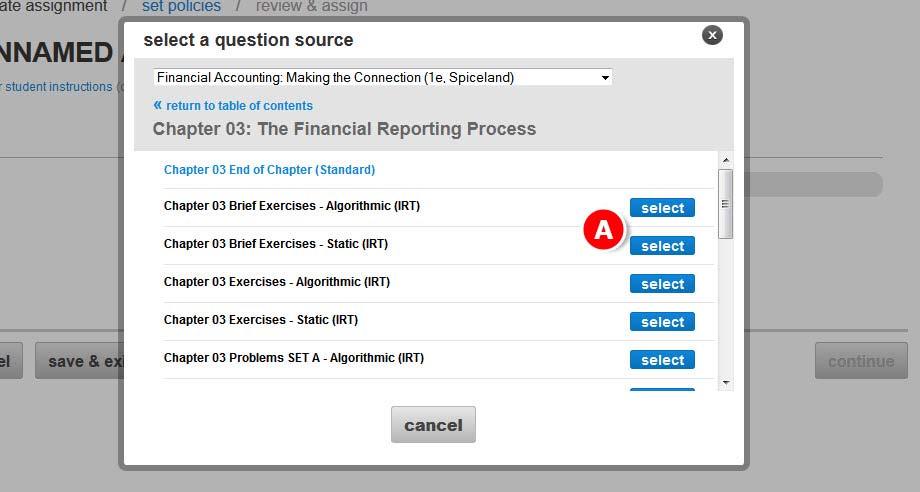 Click rename and enter an assignment name. B. Enter any student instructions. Before you select questions to assign, there are several things to know about this page: C.