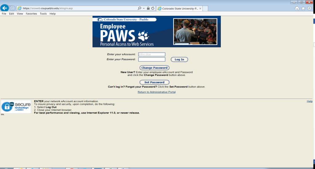 html) Users will need to log-in to the Employee PAWS by navigating to the following URL and using their eaccount UserID.