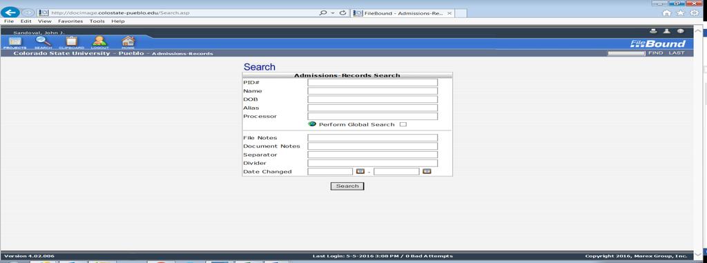 Appendix E How to Access Transfer Student Transcripts using Filebound Using your preferred web browser, log into the following