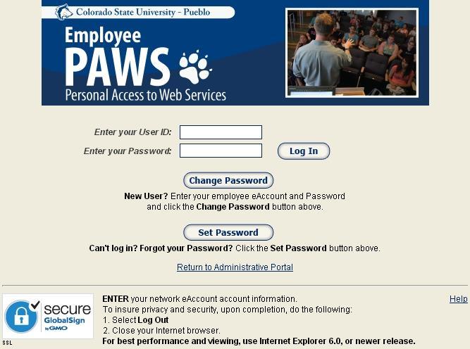 Appendix F Student Grade Check (Athletes) Navigate to the Faculty/Staff Portal and click on the PAWS link. (https://www.csupueblo.edu/faculty-and-staff/index.