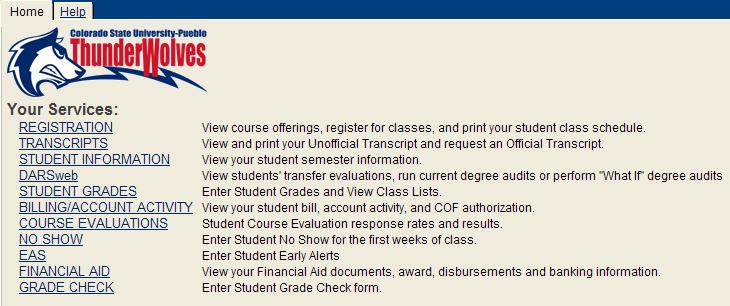 The user will now see a GRADE CHECK link located under the Your Services section. The current semester and the date the grade checks are due will be displayed.