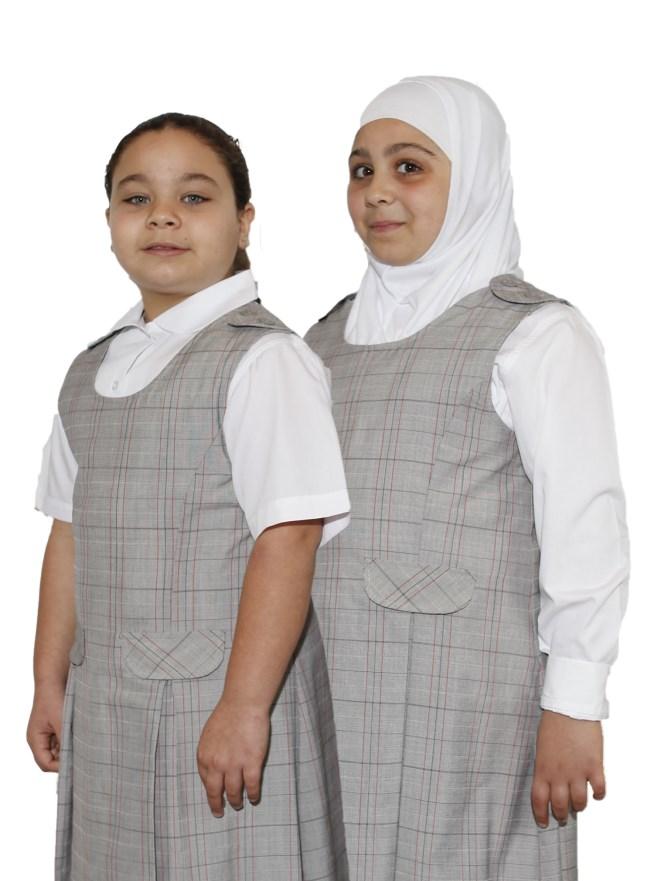 Primary Girls Summer Uniform Check tunic (K-4) White short sleeve shirt (5&6) White long sleeve shirt (K-4) Plain white school socks (5&6) Full