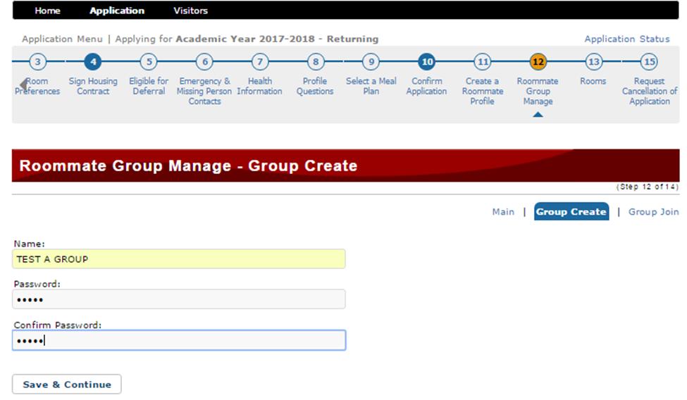 This page will prompt you to create a Group Name and