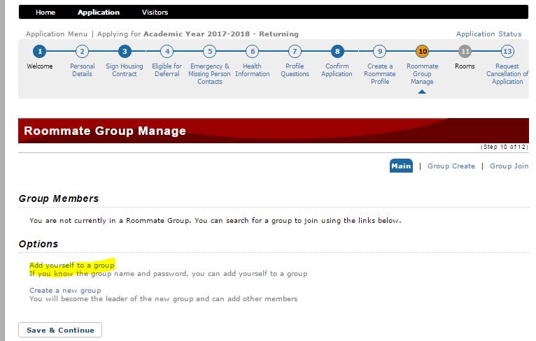 Once the group name and password has been confirmed, group members will display.
