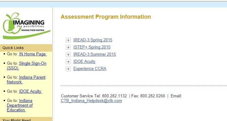 Assessment Program Information CTB IN Web Portal About the Test b Assessment Program Information b Click