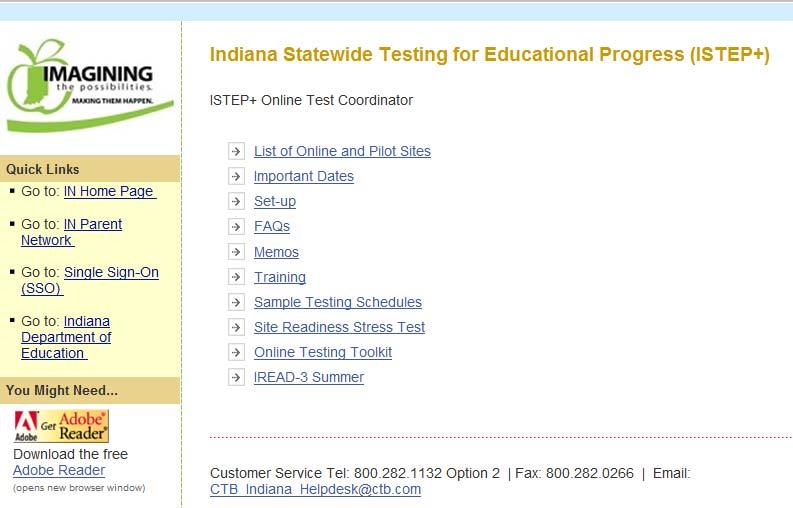 CTB Indiana Web Portal Test Coordinator Support Materials d d Test Coordinator Support Materials Click the Test Coordinator
