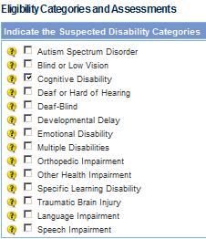 Required assessments, based off disability