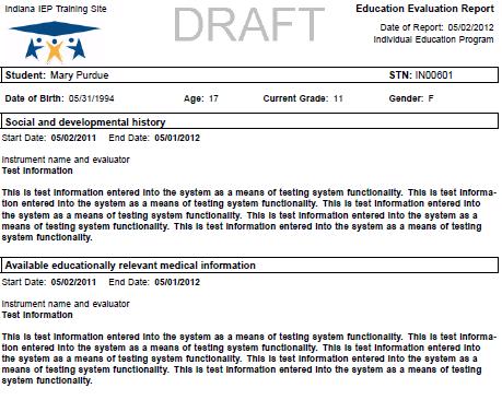 Education Evaluation Report Create Draft or Final of Education