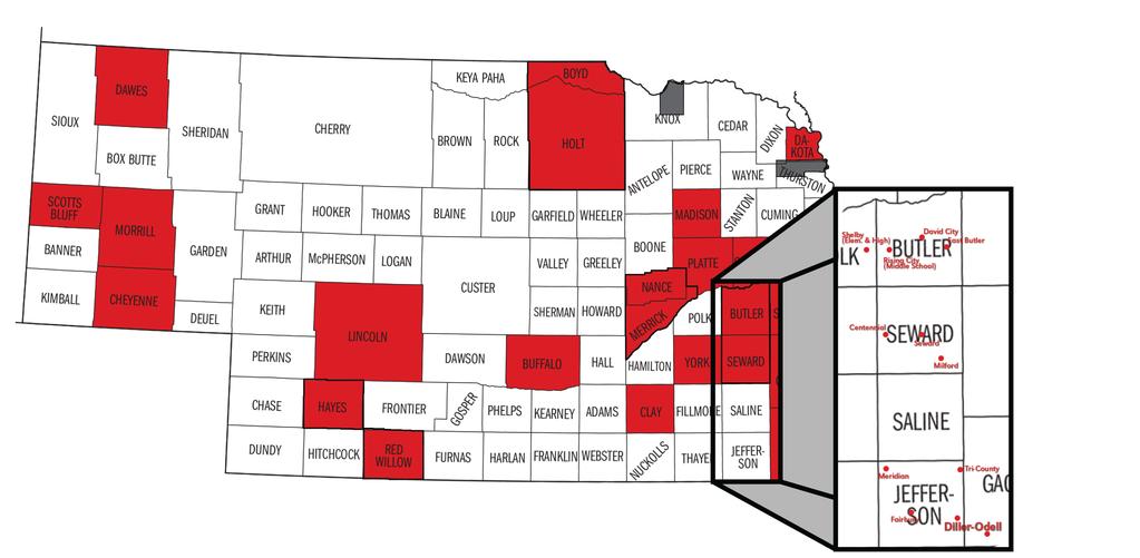 Seward, Butler, and Jefferson Counties Attendance Support Program Serving Multiple Rural Towns Under a Single Program The Attendance Support Program is located in Seward, Nebraska, however, this