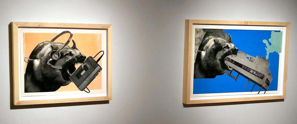 Christopher Michlig German Shepherd Listening to a Sony TPS-L2 (19>9) While Attacking it Artist framed collage 11