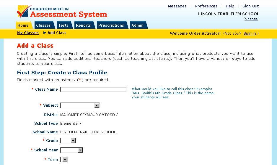 o Fill in the Required Fields: o Class Name Type in your desired class name.