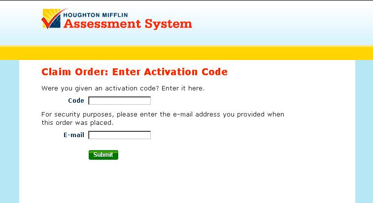 This is the screen that appears when you click on the link in the activation email.