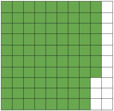 Then looking at the blocks I had left, I saw the answer was 263. Representational Sample Student Response: I filled out hundreds grids for 550 (blue) and 287 (green).