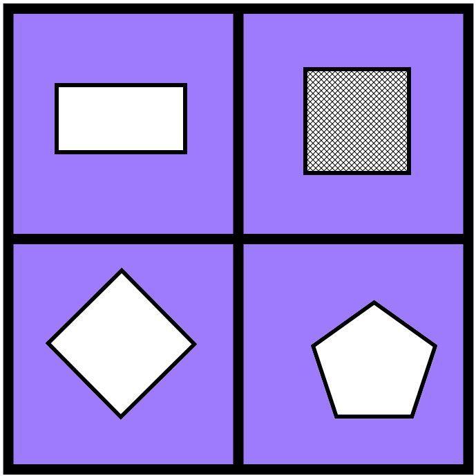 1.G.4 Identify and name two dimensional shapes (i.e., square, rectangle, triangle, hexagon, rhombus, trapezoid, and circle).