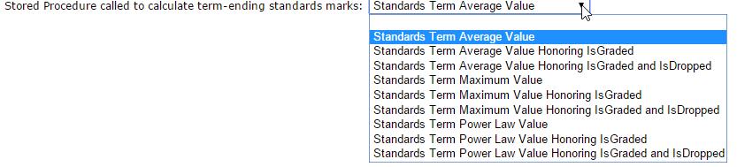 Gradebook Manager New default Standards Calculation procedure sets have been added corresponding to the three existing procedures.