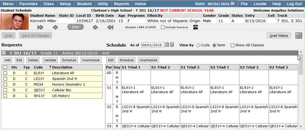 Student Schedules Added ability to validate course requests against course prerequisites.