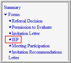 OVERVIEW An Individualized Education Plan (IEP) is a yearly written plan describing the education to be provided to a student with a disability who is in need of special education services.