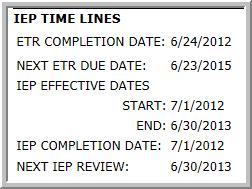 6. IEP Form Status Checks are made in individual sections upon their completion and will display on the cover page.