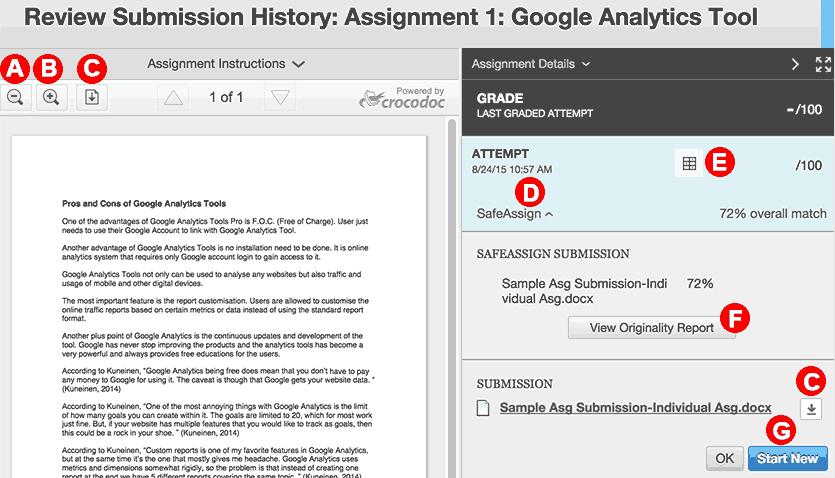 2 SafeAssign Originality Report in Grade Center 1. Goto Control Panel on the sidebar and expand Grade Center and click Needs Grading. 2.