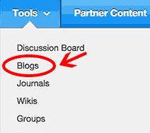 1. Click on the Collaboration that you have just created on sidebar. 2. Mouseover Tools and click Blogs. 3.