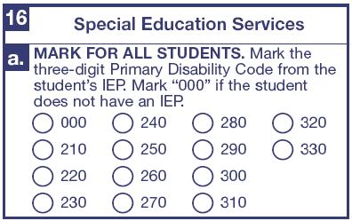 After Testing: Disability Code, 16a If not in Pre-ID, ensure that the disability code is marked. Required if the CMA or CAPA were taken.