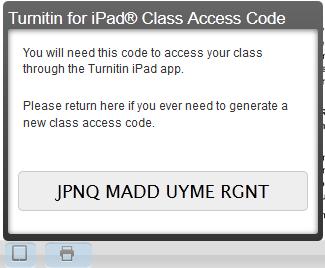 9. Click the Class Access Code button at the bottom left-hand corner of the Turnitin GradeMark screen and then