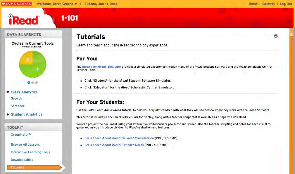 Resources Click the Resources link to access iread resources for learning and teaching how to use the iread software.