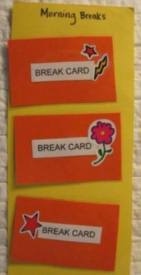 Break Cards Teacher Selected Breaks When a child s behavior is escalating or interfering with learning the staff asks the child to choose: 1. Request help 2.