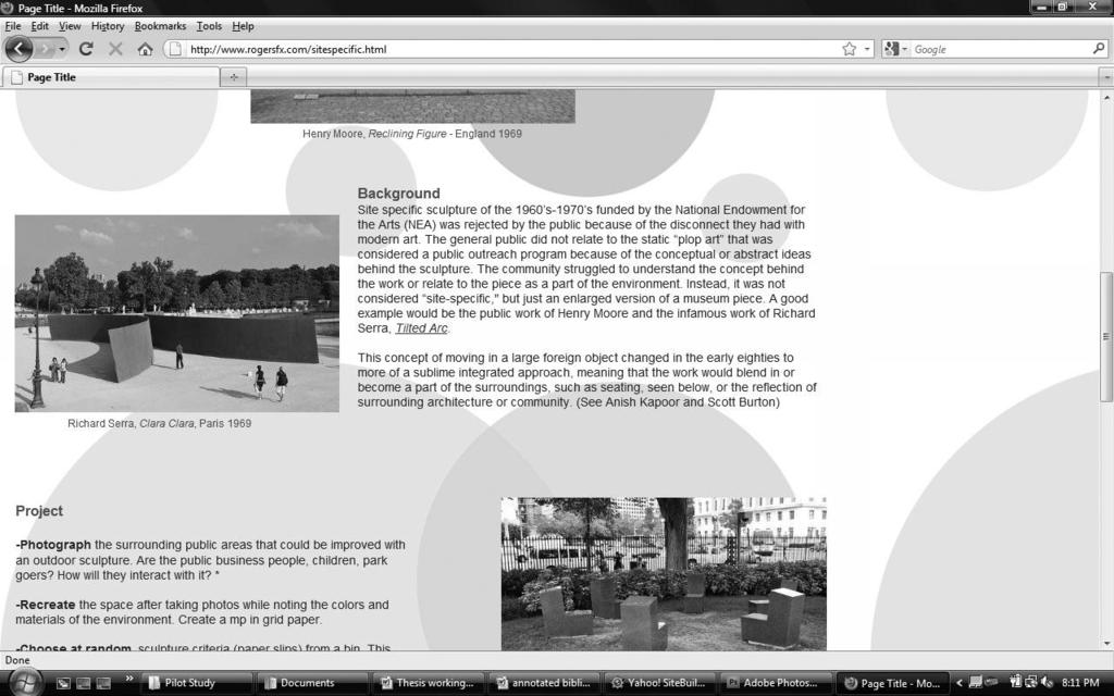 websites regarding more information on the topic, such as the Richard Serra s work Tilted Arc, and the controversy around it. Figure 3-7.