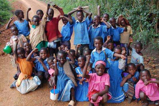 Figure 1 Children from Lake Nkuruba, a very successful community campsite in the Crater Lakes of