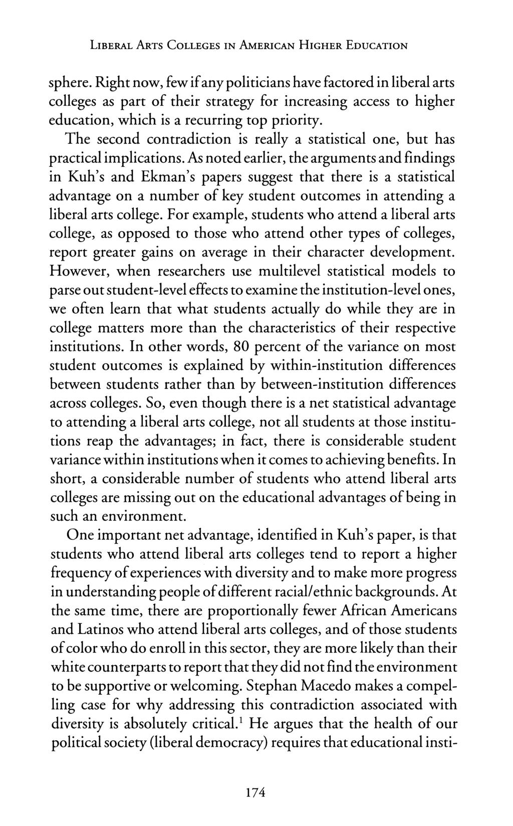 LIBERAL ARTS COLLEGES IN AMERICAN HIGHER EDUCATION sphere.