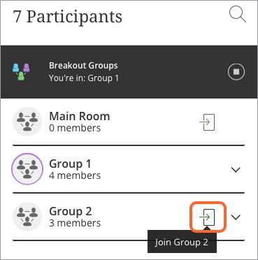 Breakout groups To facilitate small group collaboration, you can create breakout groups that are separate from the main room and assign participants to them.