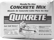 Quikrete Concrete Mix Use for buildings, sidewalks, patios, steps, curbs, etc.