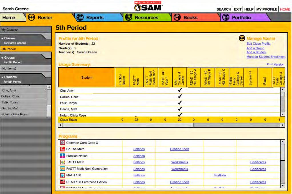 Program Settings in SAM If students have profiles in SAM, teachers and administrators may use SAM to enroll students in SMI College & Career.
