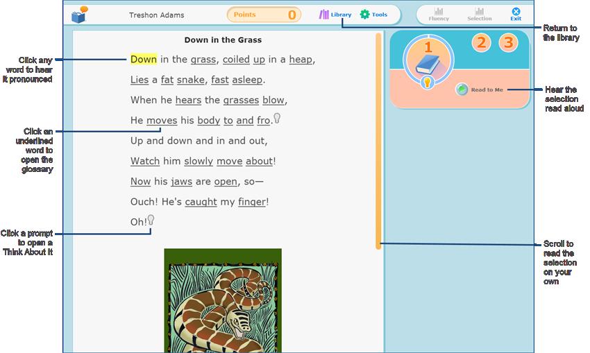 5 Step 1 Preview and Read activity How students use Preview and Read After the student completes the Word Wall activity, the Preview and Read step opens.