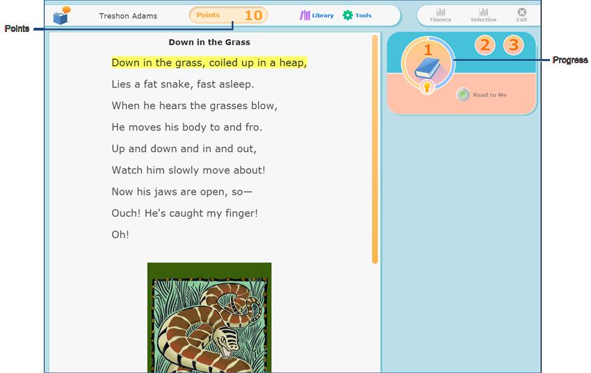 5 Step 1 Preview and Read activity How Preview and Read rewards progress Points. The points counter at the top of the page shows the number of points earned in the activity.