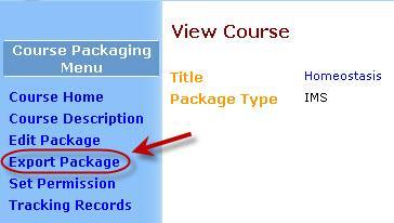 Select Export Package Select